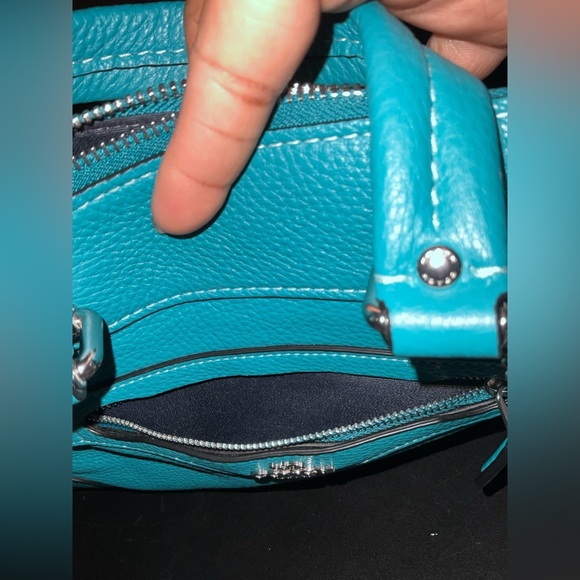 COACH MILLIE SATCHEL TEAL w/SILVER ACCENT VIRTUALLY NEW y2k RARE color pristine - Picture 15 of 17
